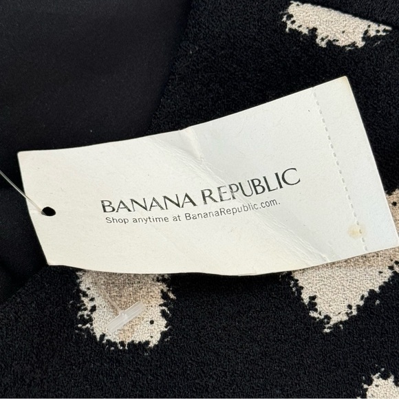 Banana Republic Black/Cream Printed Crepe Cut Out Dress Fit & Flare Size 12 NWT - Picture 10 of 13
